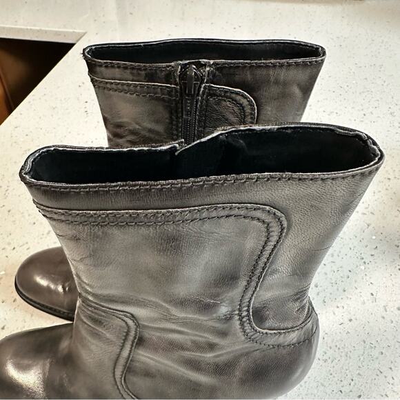 Nine West Ourson Boho Antique Gray Mid Calf Chunky Heeled Boots Round Toe 8.5 - Picture 4 of 15